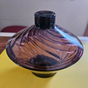 MID CENTURY  CANDY JAR MOROCCAN AMETHYST PURPLE GLASS HAZEL ATLAS